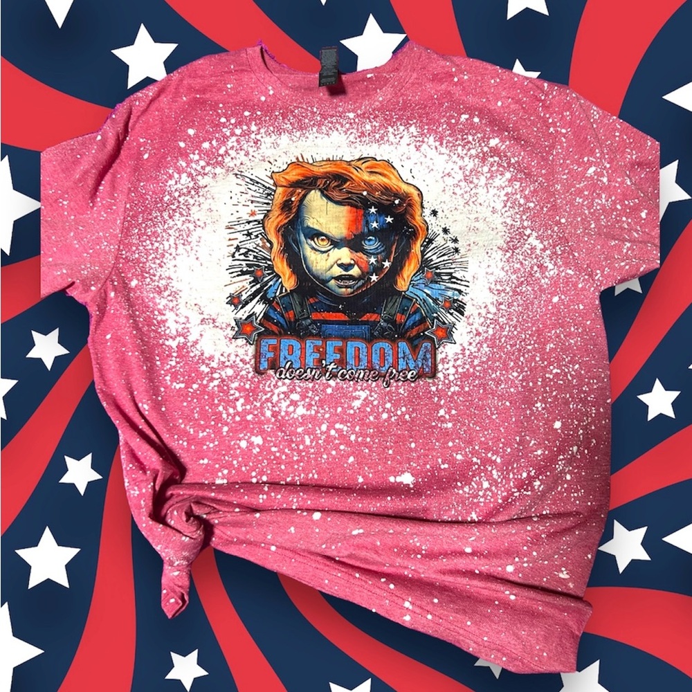 4th of July Chucky bleach effect shirt